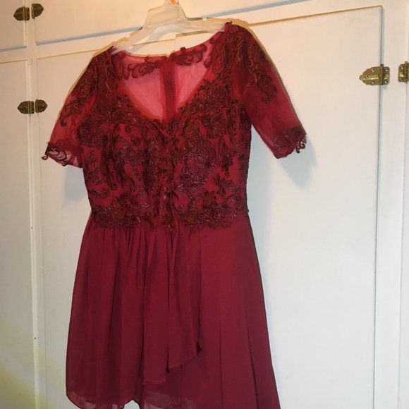 Gorgeous Fit and Flair Short Burgundy Dress - Picture 10 of 15